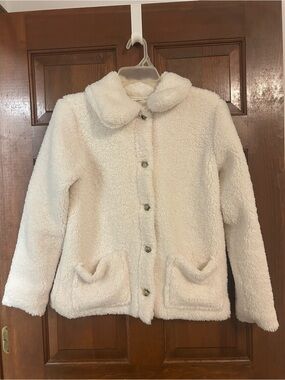Old Navy Cream Sherpa Button-Front Kids Jacket